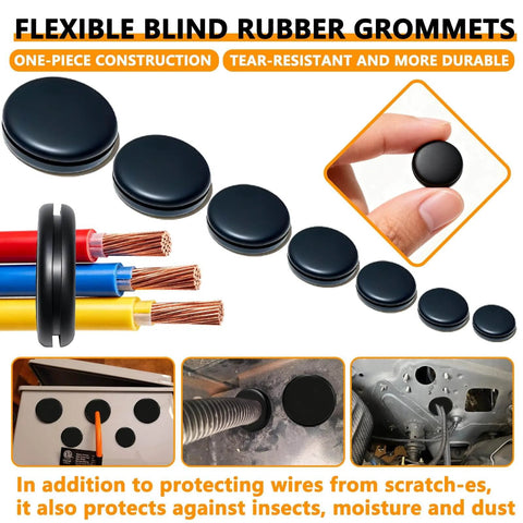 70 Pack Rubber Grommet Kit with 7 sizes for wiring, durable weather-resistant grommets, flexible for protecting cables and wires.