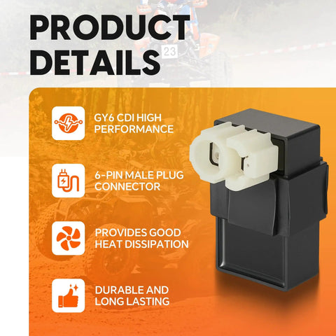 GY6 6 Pin AC CDI Box With Plug Connector Direct Replacement For 50cc 125cc 150cc Scooters Mopeds ATVs