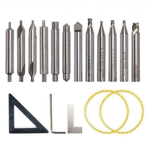 Milling Drill Bit Set High Hardness Sleeve Vertical Spare Parts Tool 17 Piece Kit with bits, sleeves, and accessories