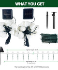 Two Pack 32 LED Mushroom Solar String Lights, 55 Ft Outdoor Waterproof Garden Decoration With 8 Lighting Modes display