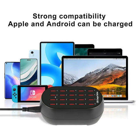 Dope 20 Port USB Charging Station With 100W Total Power Multi Device Desktop Charger Hub with laptops and smartphones
