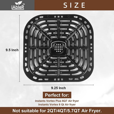 Instant Vortex 6 Qt Air Fryer Replacement Tray 9.5 x 9.25 inches, nonstick crisper rack for easy crisping, suitable for Vortex Plus 6QT.