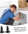 Handyman using miniature screw set 100 pieces tiny fasteners for furniture repair and small machinery construction projects