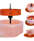 VIKITON 6-1/8 inch hole saw with dust bowl catcher for recessed LED lighting; orange bi-metal cutter