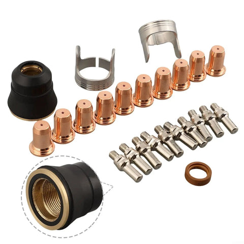 Super Heavy Duty Plasma Cutter Consumables Kit For Harbor Freight 62204 Torch with 24 electrodes, nozzles, and holders.
