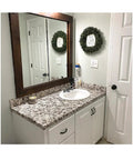 Bathroom sink area with Marble Look Peel And Stick Countertop Vinyl Wrap 36 By 240 Inch Waterproof Self Adhesive Kitchen Cover