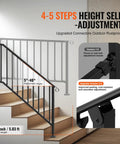 Outdoor 5 Step Stair Hand Rail Kit In Black With Installation Kit Carbon Steel Railings For Concrete Steps Porch
