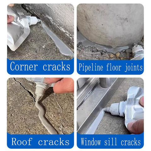 Heavy Duty Concrete Crack Repair Adhesive for outdoor use sealing corner, pipeline, roof, and window sill cracks.