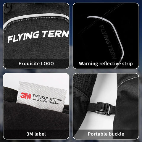 Close-up of Waterproof Thermal Ski Gloves With 3M Thinsulate Insulation For Snowboarding Cycling And Mountaineering Non Slip Grip details