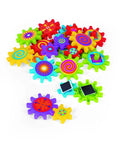 Multicolor spinning gears from Magnetic Gear Building Set For Kids 4 To 8, 22 Piece STEM Learning Kit with magnetic backings