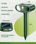 Solar Ultrasonic Animal Repellent With Motion Sensor And LED Flashlight, Waterproof Outdoor Pest Deterrent For Your Yard, It Keeps Squirrels, Raccoons, Deer, Cats And Dogs Away, Motion Activated Solar Powered Guard, 9.65in stake
