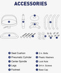 Diagram showing Garage Shop Stool With Backrest Height Adjustable Pneumatic Bar Stool 25 To 31 Inches accessories and parts.