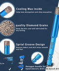 Diamond Drill Bit Set 5 Piece Pro Grade For Tile Glass Ceramic Porcelain Marble Granite Quartz With 1/4 Inch Hex Shank