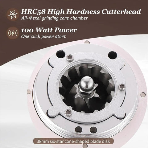 Single Dose Coffee Grinder Featuring Killer Cone Burr Precision And Variable Speed Controls, 38mm cone-shaped blade disk with all-metal chamber.