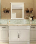 Modern bathroom design with Peel And Stick Mirror Tile Strips Mosaic for Kitchen Backsplash, silver crystal glass tiles.