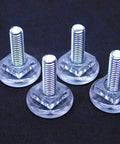 Clear Acrylic Furniture Feet Adjustable 1/4-20 Threaded Levelers Glides, 4 Pack with Easy Adjust Base on black surface