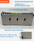 Premium Quality Industrial Grade Drill Bit Organizer Storage Box With 118 Precision Holes And Easy Reference Chart, stainless steel 3-in-1 index rack.