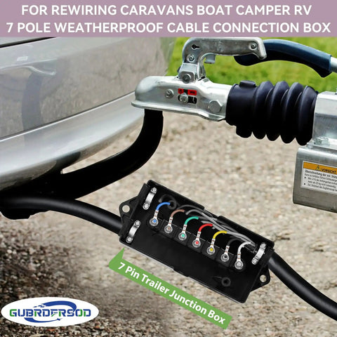 Skip The Headache And Grab This Heavy Duty 2 Pack 7 Pin Trailer Junction Box With Tough Weather Sealed Housing Plus Quick Connect Color Terminals For Smooth Rv Camper Boat Hookups, displaying weatherproof cable connection details.