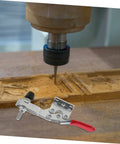 Two Pack Quick Toggle Clamps For Woodworking And Assembly Projects with zinc finish and red handles in use during milling
