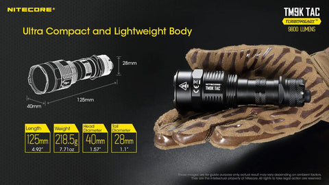 9800 Lumen Tactical Flashlight With USB C Rechargeable 5000mAh Battery Ultra Bright Handheld Beam Reaches 306 Yards in gloved hand