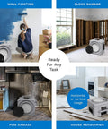 Stackable Portable Air Scrubber And Negative Air Machine With Heavy Duty 3-Stage Filtration Pre Filter Activated Carbon And HEPA Filter in various job settings.