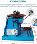 Rotary Welding Positioner Turntable With 65 Mm Chuck And Foot Pedal Control Runs Smooth For Heavy Metalwork Loads, 180mm table detail.