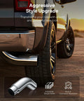 Truck with 5 to 6 inch exhaust elbow tip with clamp chrome diesel tip for pickup trucks and cars, shiny and durable.