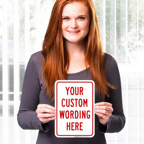Badass Custom Metal Wall Sign For Office Business Airbnb Delivery Decor 10x7 Inch Rust Free Aluminum, woman holding sign indoors.