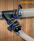 4 Inch To 2-1/2 Inch Dust Collection Reducer With Flexible Cuff And Stainless Steel Key Hose Clamps for woodworking hoses and ports