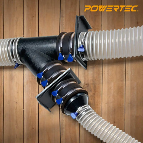 4 Inch To 2-1/2 Inch Dust Collection Reducer With Flexible Cuff And Stainless Steel Key Hose Clamps for woodworking hoses and ports