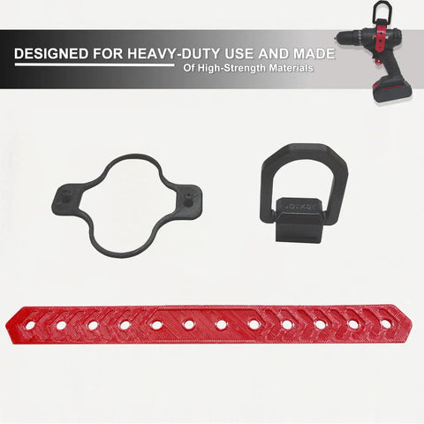 Heavy Duty Drill Hanger Hook For Impact Drills And Drivers, Garage Tool Organizer And Storage Rack components in red and black