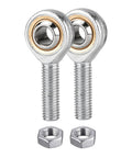 2-Piece Spherical Rod End Bearings 3/8 Inch Bore With 3/8-24 Male Threads Includes Jam Nuts Forged 45 Steel Body And Hardened Ball Joint Built Tough For Linkages And Auto Projects With Up To 9 Degrees Misalignment, with jam nuts