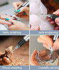 Upgrade 2 Way Rotary Electric Engraving Pen With 37 Bits used for nails, jade, wood, and crystal carving in different scenarios