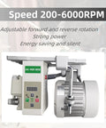 Industrial Brushless Sewing Machine Motor 110V 750W 1HP With Pure Copper Coils next to digital control panel, inside workshop