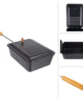Campfire Popcorn Popper For Open Flame Cooking With Nonstick Finish And Extended Handle, black metal pan and wood handle