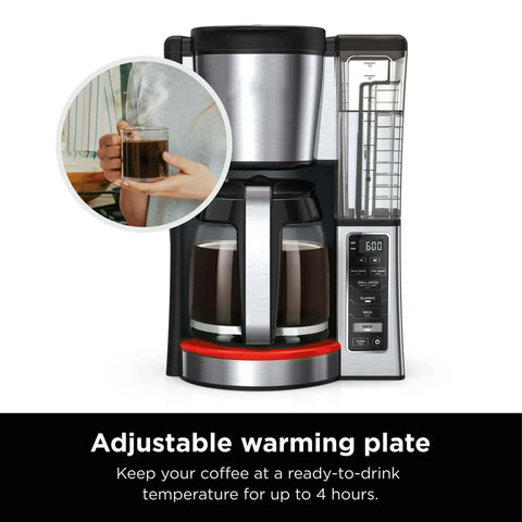 12-Cup Programmable Coffee Maker With Glass Carafe, Classic And Rich Brew Styles, Adjustable Warming Plate, Stainless Steel Finish