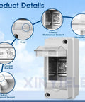 Waterproof Distribution Protection Box For Breaker Electrical Panel With Transparent Cover, ABS Plastic, IP65, wall mount