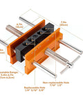 Top view of Self Centering Dowel Jig Kit For 6.8 Inch Timber Woodworking Center Doweling Drill Guide, dimensions labeled