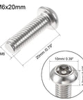 Top Tier M6x20mm Torx Security Pan Head Screws Paired With T30 L Wrenches Forged From 304 Stainless Steel, showing dimensions.