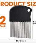 Crinkle cutter, 2-pack with black handle and stainless blades for waffle fries; 3.94in wide by 5.51in tall