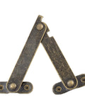 Top Shelf 6 Piece Folding Lid Stay Hinges Retro Bronze Finish For Wooden Jewelry Boxes Craft Cabinets Solid Hardware, close-up view of a hinge.