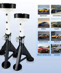Heavy Duty 4 Ton Jack Stands Set With Low Profile Design, Secure Locking Pins, Seven Adjustable Heights, 8,000 Lbs Capacity, 2 Pack