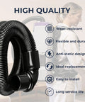 Static Dissipating Backpack Vacuum Hose With One And A Half Inch Cuffs Fits ProTeam Super Coach Mode 6 And Other Models Replacement Stretchable Durable For Dust Collection On Miter Saw And General Shop Vac Use shown coiled with features listed.