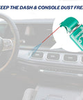 Keyboard Cleaner Air Spray For Computers And Electronics 10oz Can Duster 3 Pack shown cleaning car dashboard