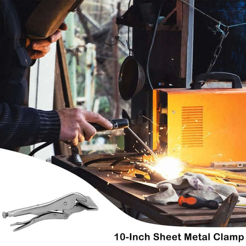10 Inch Locking Sheet Metal Tool With Adjustable Opening Nickel Plated Pliers used in DIY welding metalwork scene