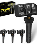 Straight Plug And Play 433 Mhz Tpms Tire Pressure Sensors Preprogrammed For Chevy Tahoe Silverado Cadillac Escalade Corvette Colorado 4 Piece Kit with sensors and box.