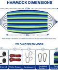 Beefy Heavy Duty Two Person Camping Hammock With 660 Lb Capacity, 103 Inch Long By 60 Inch Wide Sleep Surface, Includes 2 Tree Straps, Carabiners, Duckbill Buckle, Thicker Rope, And Portable Carry Bag In Blue