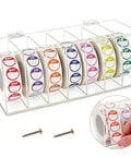 Slick Acrylic Label Organizer With Split Dividers To Keep Ya Organized And Ditch The Clutter Clear Hinged Dispenser Box showing various day labels.