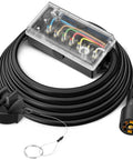 Heavy Duty 7 Way Trailer Cord Plug Connector With Clear Inspection Cover And 8 Foot Wiring Harness showing connectors and cable.