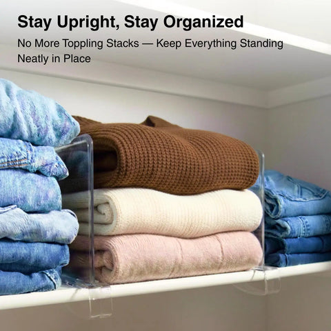 8 Pack Acrylic Shelf Dividers For Purses And Handbags Closet Organizer Bag Storage for folded clothing on wood shelves